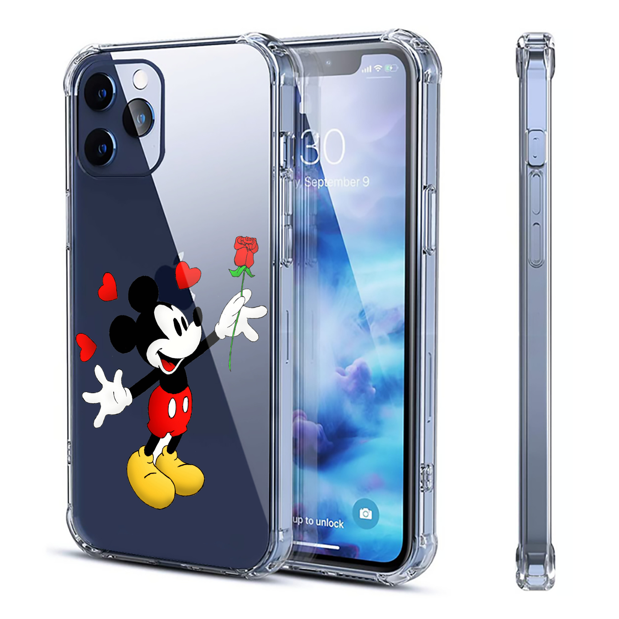 （画像用） ミッキーマウス Mickey Mouse 【iPhone 12シリーズ対応】透明スマホケース（クリアソフトケース）
